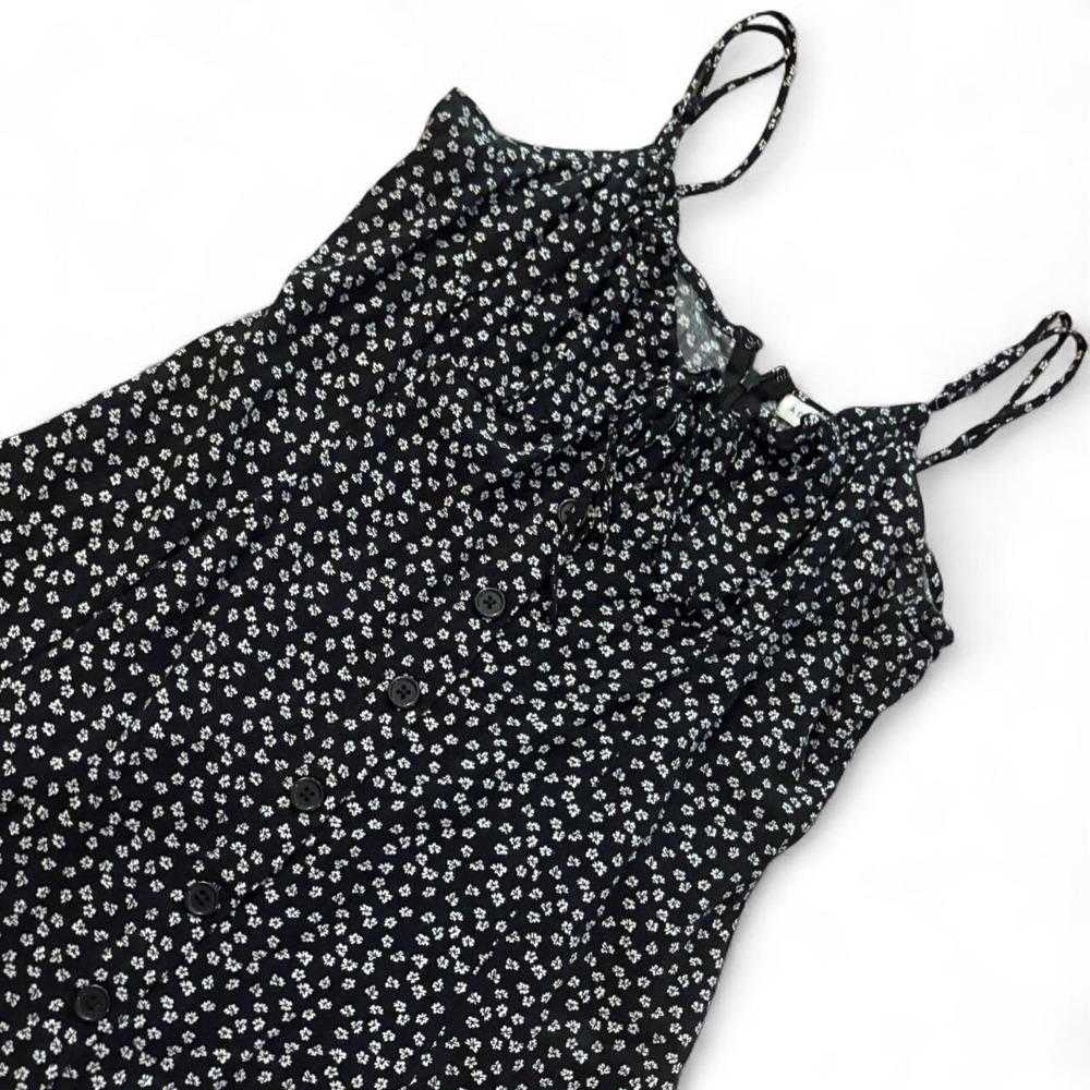 Aeropostale Black White Ditsy Floral Button Front Cami Dress Medium